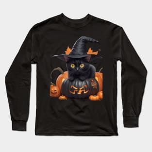 Cat In The Pumpkin Long Sleeve T-Shirt